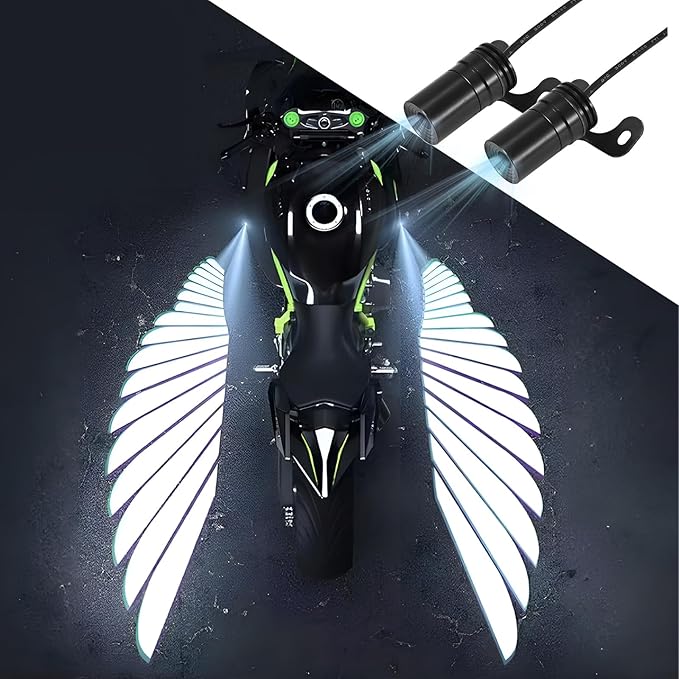 2Pcs Motorcycle Projector Lights for Angel Wing Logo, Universal Motorcycle Led