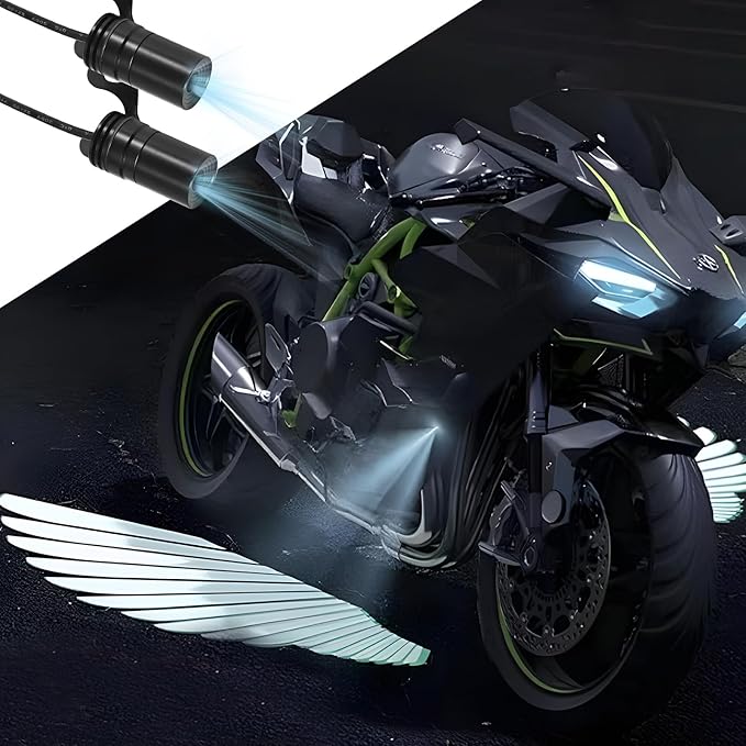 2Pcs Motorcycle Projector Lights for Angel Wing Logo, Universal Motorcycle Led